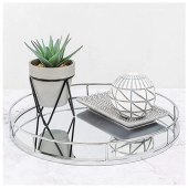 Silver Circle Mirror Tray