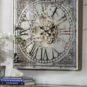 Large Square Mirror Wall Clock With Moving 3d Mechanism