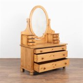 Pine Vanity Mirror With Drawers
