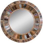 Reclaimed Wood Round Mirror